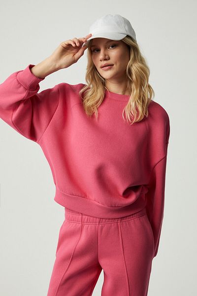 GRIMELANGE Morgana Women's Crew Neck Long Sleeve Pink Sweatshirt