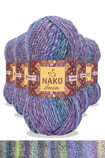 NAKO Hercai 5 Pieces Marbled Cardigan and Sweater - Beanie Hand Knitting Yarn Wool 7248
