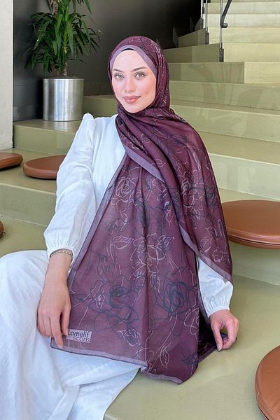lamelif نمط زهرة شال ناعم البرقوق