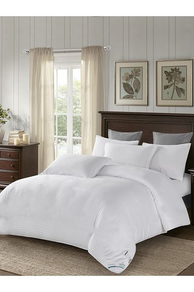 Donetella Duvet Cover Set 4-Pcs Single Size Striped Bed Set 160 x 220 Cms Microfiber (Without Filler)