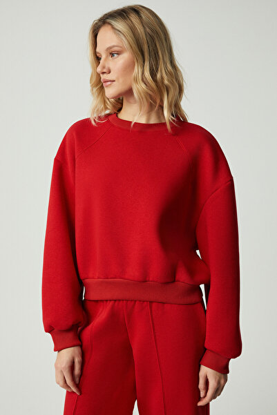 GRIMELANGE MORGANA Kadın Bisiklet Yaka Uzun Kollu Kırmızı Sweatshirt