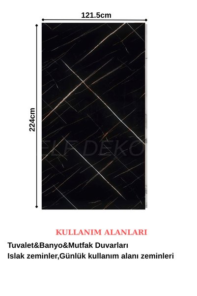 ELF DEKOR 122cmx224cm 1 Adet Parlak Beyaz Mermer Desenli Duvar Paneli (Banyo&...