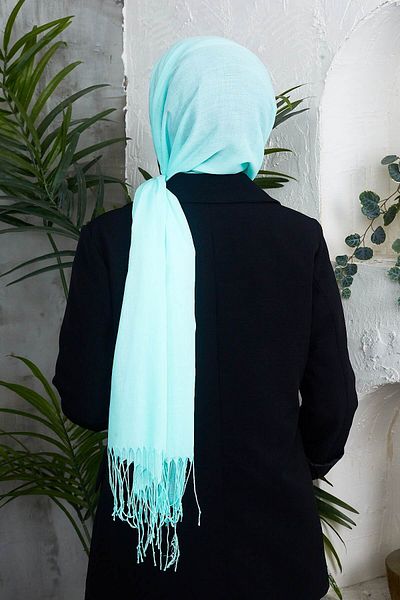 Golden Rose Cotton Emerald Tassel Shawl