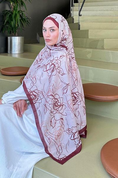 lamelif Flower Pattern Soft Shawl Tile