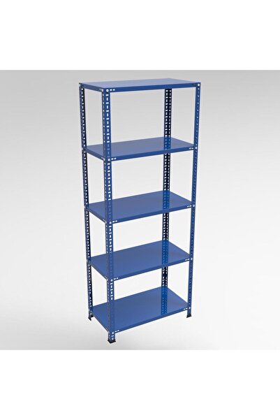 RafBurada 5 Katlı Mavi Renk Çelik Raf - Çiçeklik Rafı, Ofis Rafı 31x60 cm-150...