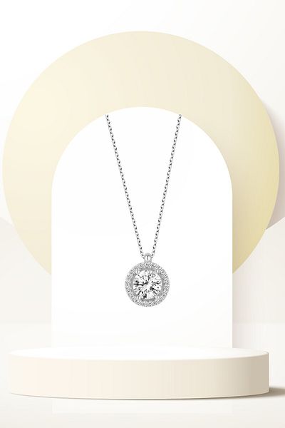 Swaroski Zirconia Hoop Solitaire Women's Necklace - Glamorous Minimal Details