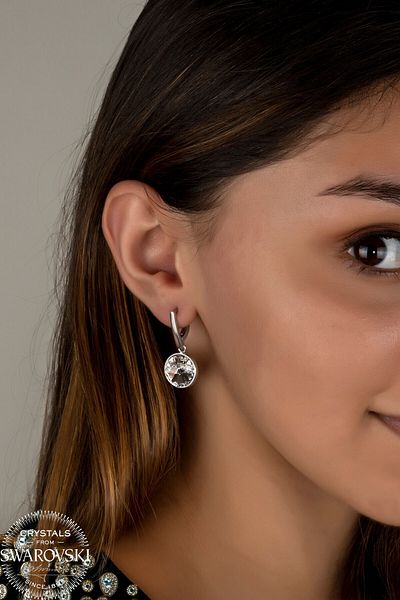 Swaroski White Dangle Earrings with Zirconia Crystal Stones
