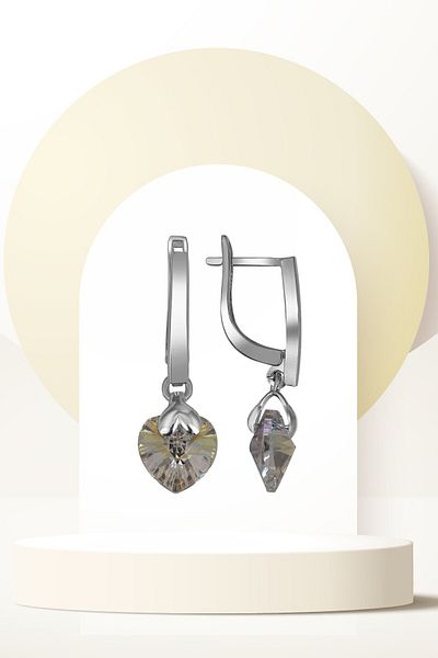 Swaroski Zirconia Crystal Stone Dangle Shiny Heart Earrings