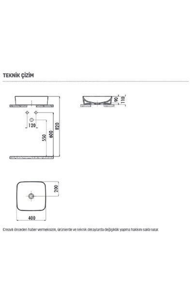 Creavit CREAVİT UL040.00MB Ultra Kare Çanak Lavabo 40 cm İnci Mat Beyaz