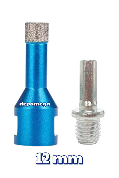 DepoMega 12 mm Granit Mermer Seramik Delme Panç Spiral ve Matkap Için Aparatlı M14