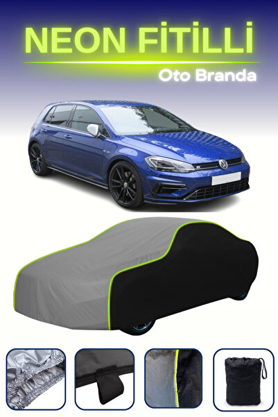 Cemku Fast Siyah-Gri-Siyah [Volkswagen Golf 7] Uyumlu Neon Fitilli Araba Brandası, Su ve Toz Geçirmez