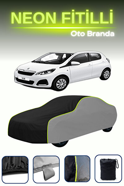 Cemku Shade قماش مشمع سيارة رمادي-أسود-رمادي [بيجو 108 هاتش] متوافق مع غطاء ا...