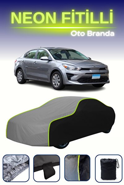 Cemku Fast أسود-رمادي-أسود [كيا ريو 4 سيدان] مشمع سيارة متوافق مع حبال النيون...