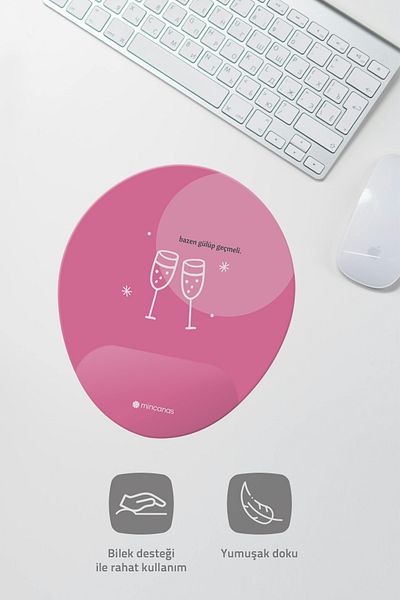 Mincanas Written Colorful Patterned Oval Mouse Pad with Wrist Support Mouse Pad