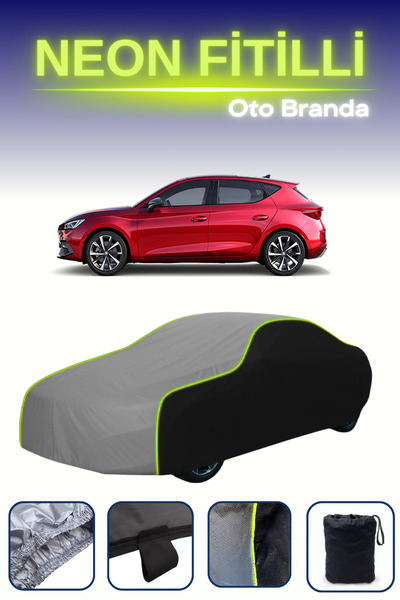 Cemku Fast أسود-رمادي-أسود [سيات ليون هاتشباك] غطاء سيارة متوافق مع حبال الني...