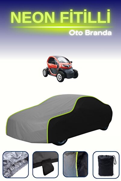 Cemku Fast أسود-رمادي-أسود [رينو تويزي 2012 - 2021] مشمع سيارة متوافق مع حبال النيون، مقاوم للماء والغبار