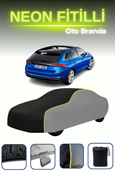 Cemku Shade رمادي-أسود-رمادي [سكودا سكالا 2018 - 2021] مشمع سيارة متوافق مع حبال النيون، مقاوم للماء والغبار