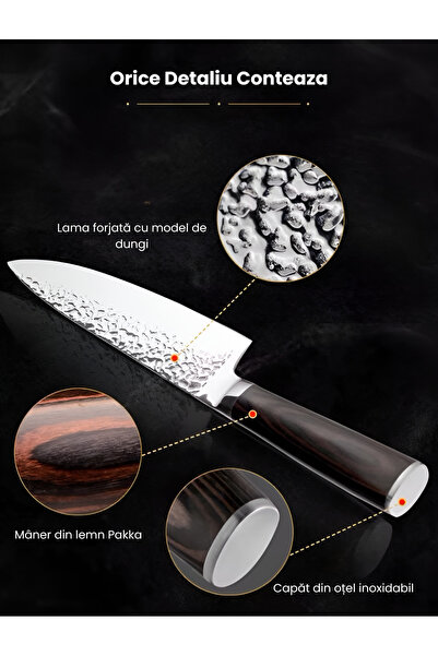 NEOSOR Set 5 Cutite de Bucatarie,Otel Inxoidabil,Maner Lemn,Pentru Feliere, Taiat Carne,Fructe si Legume