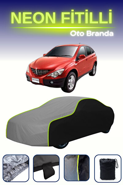 Cemku Fast أسود-رمادي-أسود [سانج يونج أكتيون] غطاء سيارة متوافق مع حبال النيون، مقاوم للماء والغبار