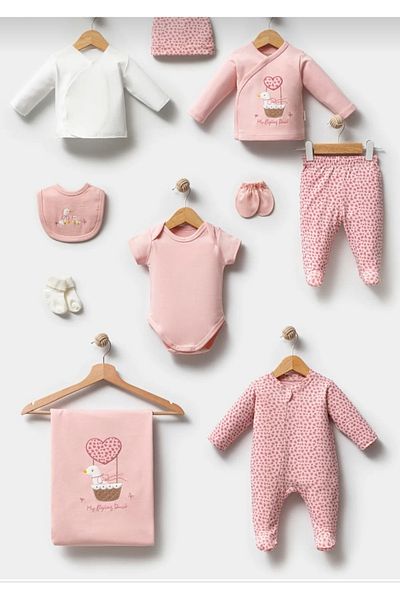 Bebitof Duck in the Basket Themed 10 Piece Boxed Newborn Bodysuit Set Aly