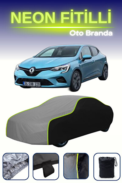 Cemku Fast أسود-رمادي-أسود [رينو كليو 5] غطاء سيارة متوافق مع حبال النيون، مق...