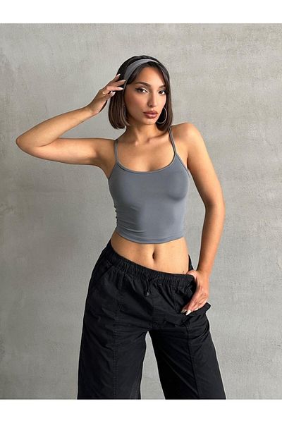 The Base Γυναικείο Smoked Scuba υφασμάτινο λουράκι Crop Top
