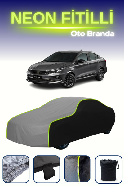 Cemku Fast أسود-رمادي-أسود [فيات كرونوس] مشمع سيارة متوافق مع حبال النيون، مقاوم للماء والغبار