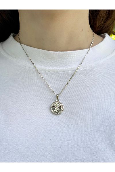 Eylülün Takısı Women's Silver Color Clover Necklace