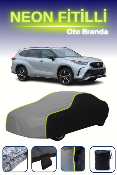 Cemku Fast أسود-رمادي-أسود [تويوتا هايلاندر 4] غطاء سيارة متوافق مع حبال الني...