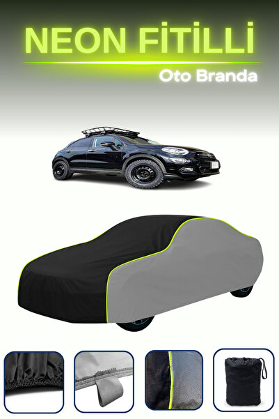 Cemku Shade قماش مشمع رمادي-أسود-رمادي [فيات 500X كروس/على الطرق الوعرة] قماش مشمع للسيارة مع فتيل نيون متوافق، مقاوم للماء والغبار