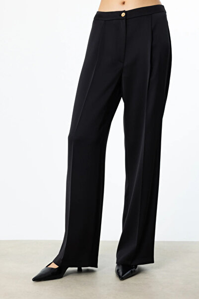 Ekol Wide Leg Satin Trousers Black