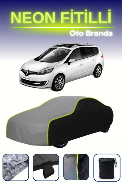 Cemku Fast أسود-رمادي-أسود [رينو جراند سينيك 2] مشمع سيارة متوافق مع حبال الن...