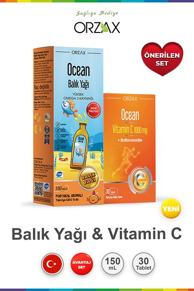 Ocean Omega3 Syrup 150 ml - Orange & Ocean Vitamin C 30 Tablets