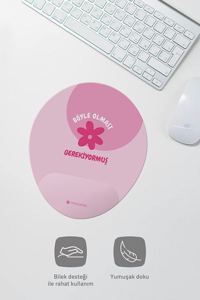 Mincanas Written Colorful Patterned Oval Mouse Pad with Wrist Support Mouse Pad