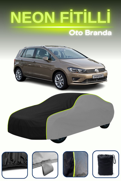 Cemku Shade قماش مشمع سيارة رمادي-أسود-رمادي [فولكس واجن جولف 7 سبورتس فان] متوافق مع قماش مشمع السيارة المجهز من النيون، مقاوم للماء والغبار