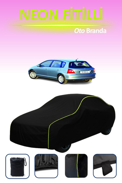 Cemku Cool أسود [هوندا سيفيك 5 أبواب 2001 - 2003] مشمع سيارة متوافق مع حبال ا...