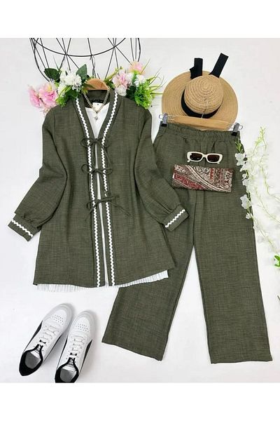 modasindoma Women's Zigzag Detailed Double Suit