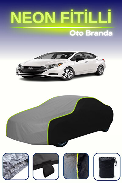 Cemku Fast أسود-رمادي-أسود [نيسان فيرسا سيدان] غطاء سيارة متوافق مع حبال الني...