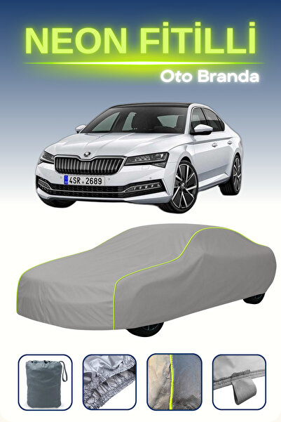 Cemku Shine Gri [Skoda Superb] Uyumlu Neon Fitilli Araba Brandası, Su ve Toz ...