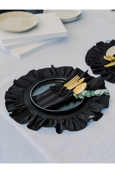 KaiHome Lune Linen Frilly Round Plate / American Service 2 Pcs