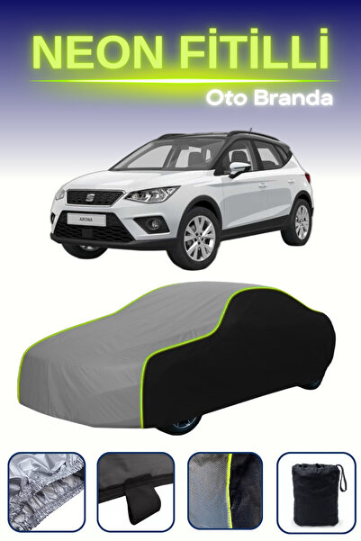 Cemku Fast أسود-رمادي-أسود [Seat Arona] مشمع سيارة متوافق مع النيون، مقاوم لل...