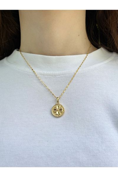 Eylülün Takısı Women's Gold Color Clover Necklace