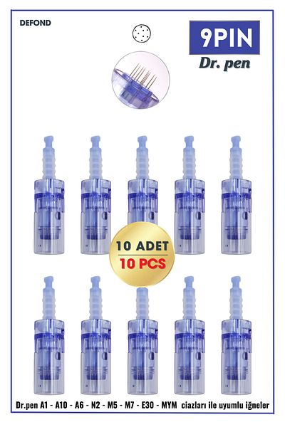 DEFOND Dr Pen A6-A10-A1-N2-M5-M7-E30-Mym Compatible Needles 10 Pieces 9 Pin Original Dermapen Needle Cartridge