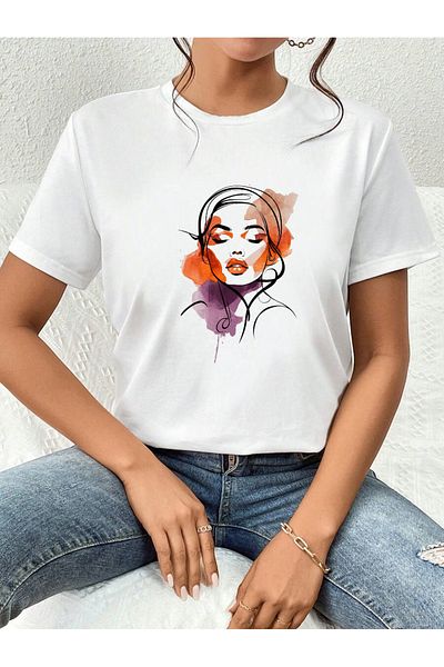 ELNOYA Cotton White Oversize T-Shirt Dream Wave Printed Comfortable Casual T-Shirt