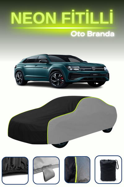 Cemku Shade قماش مشمع سيارة رمادي-أسود-رمادي [فولكس فاجن تيرامونت] متوافق مع قماش النيون المشمع المجهز للسيارة، مقاوم للماء والغبار