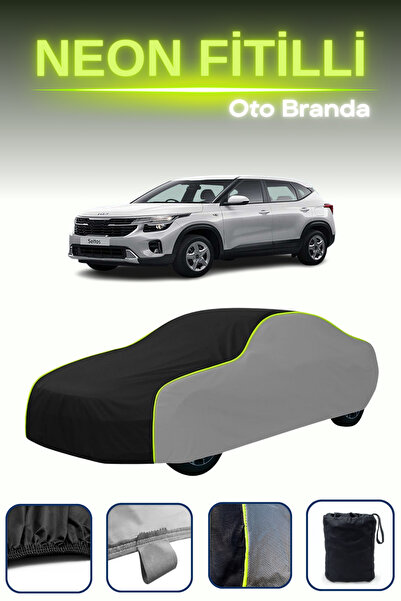 Cemku Shade رمادي-أسود-رمادي [كيا سيلتوس] قماش مشمع سيارة نيون مجهز متوافق مع لون النيون، مقاوم للماء والغبار