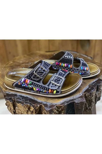 Esem Double Buckle Stone Slippers