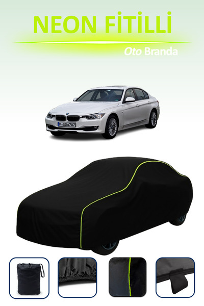 Cemku Cool Siyah [Bmw 3 Serisi Sedan (F30) Lcı 2016 - 2018] Neon Fitilli Araba Brandası, Su ve Toz Geçirmez