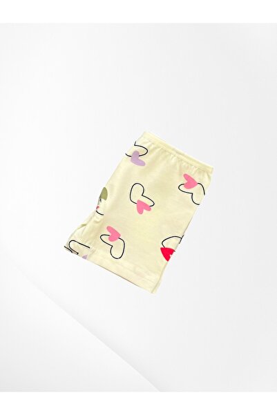 elmas kids Girl's 100% Cotton Ecru Color Heart Patterned Thin Strap Tank Top Boxer Set