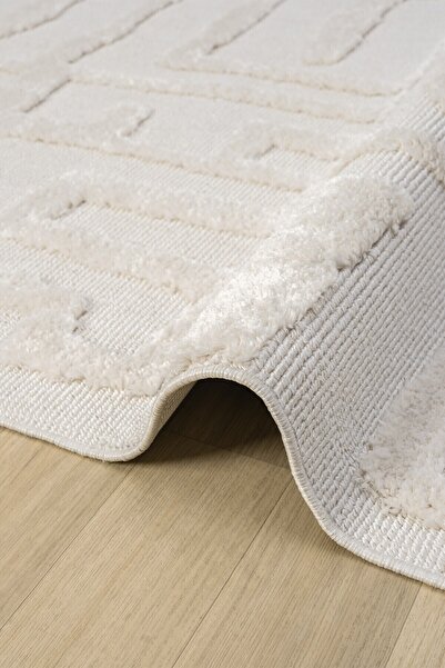 Eliz Home Krem Renk Modern Dokuma Halı Yolluk Antre Oturma Odası Salon Mutfak Halısı